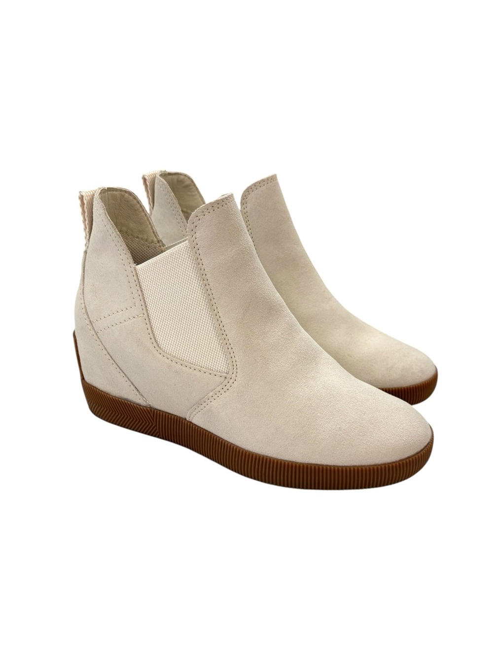 Sorel Women’s 7 White Out N About Suede Slip On Wedges Neutral Outdoor Travel